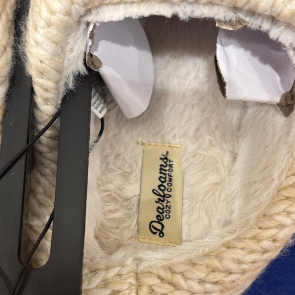 Dearfoams Green and Cream Knit Cuff Slippers - Picture 5 of 5